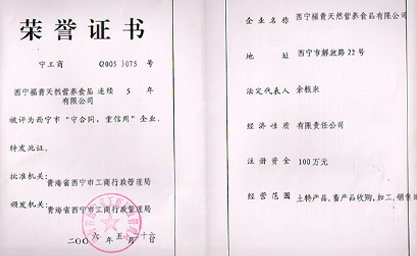 西宁重合同守信誉荣誉证书